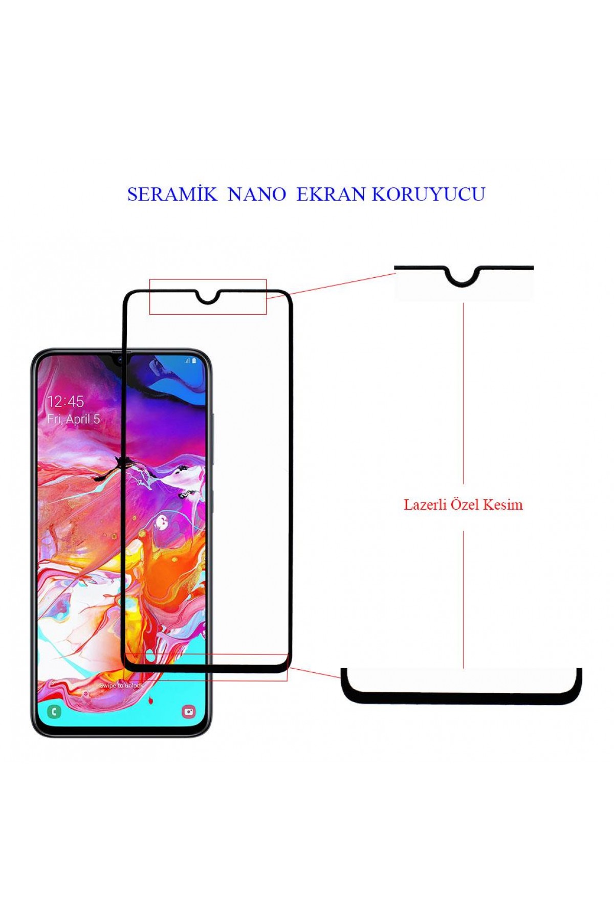 Samsung A70 Ekran Koruyucu Seramik Tam Kaplama