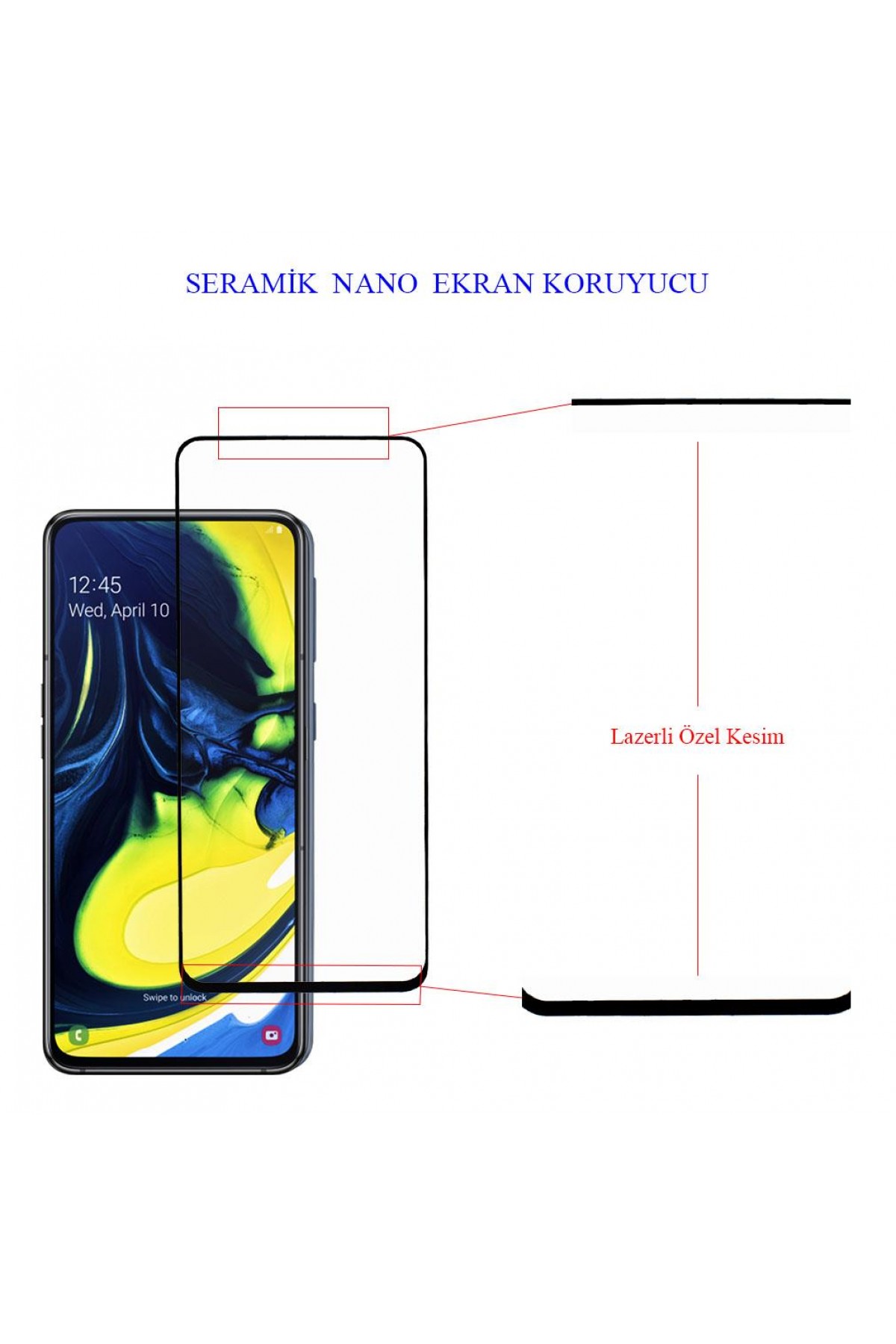 Samsung A80 Ekran Koruyucu Seramik Tam Kaplama