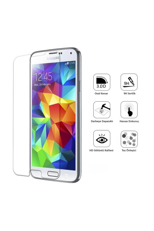 Samsung Galaxy S5 SM-G900 Ekran Koruyucu Temperli Cam