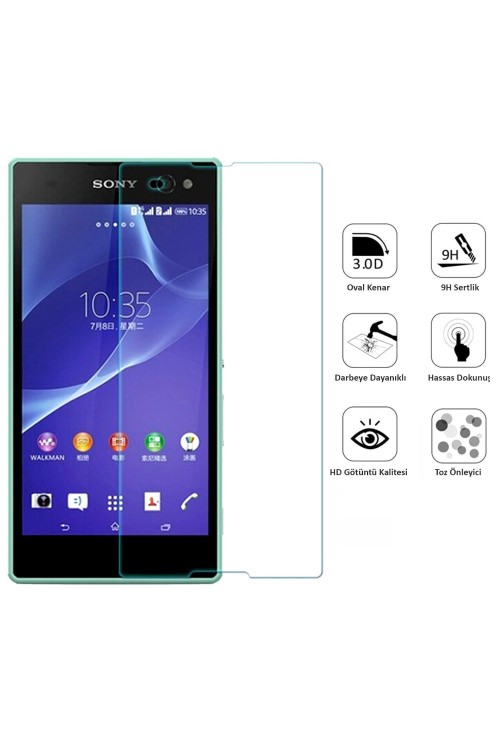 Sony Xperia C3 Ekran Koruyucu Temperli Cam