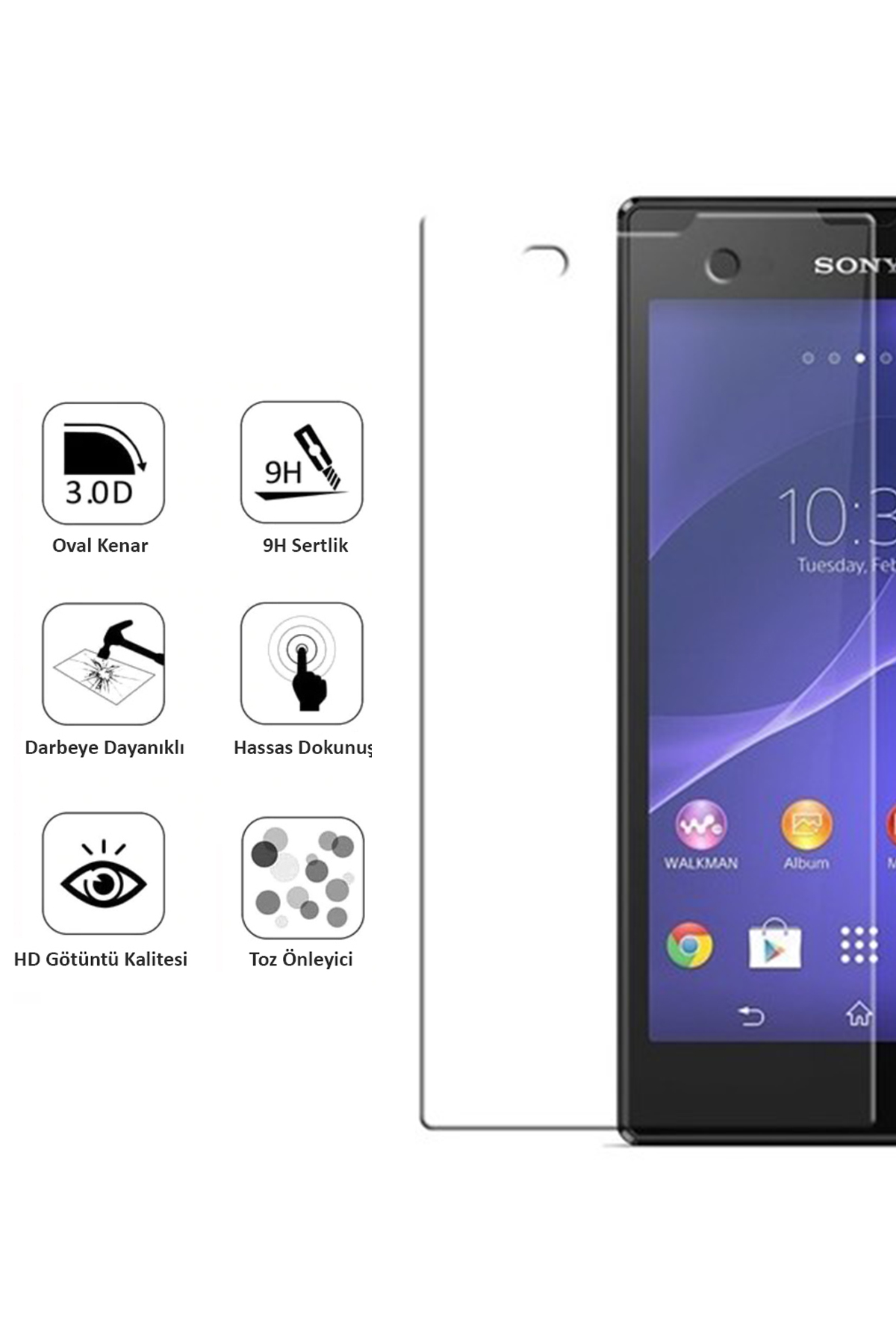 Sony Xperia T3 Ekran Koruyucu Temperli Cam