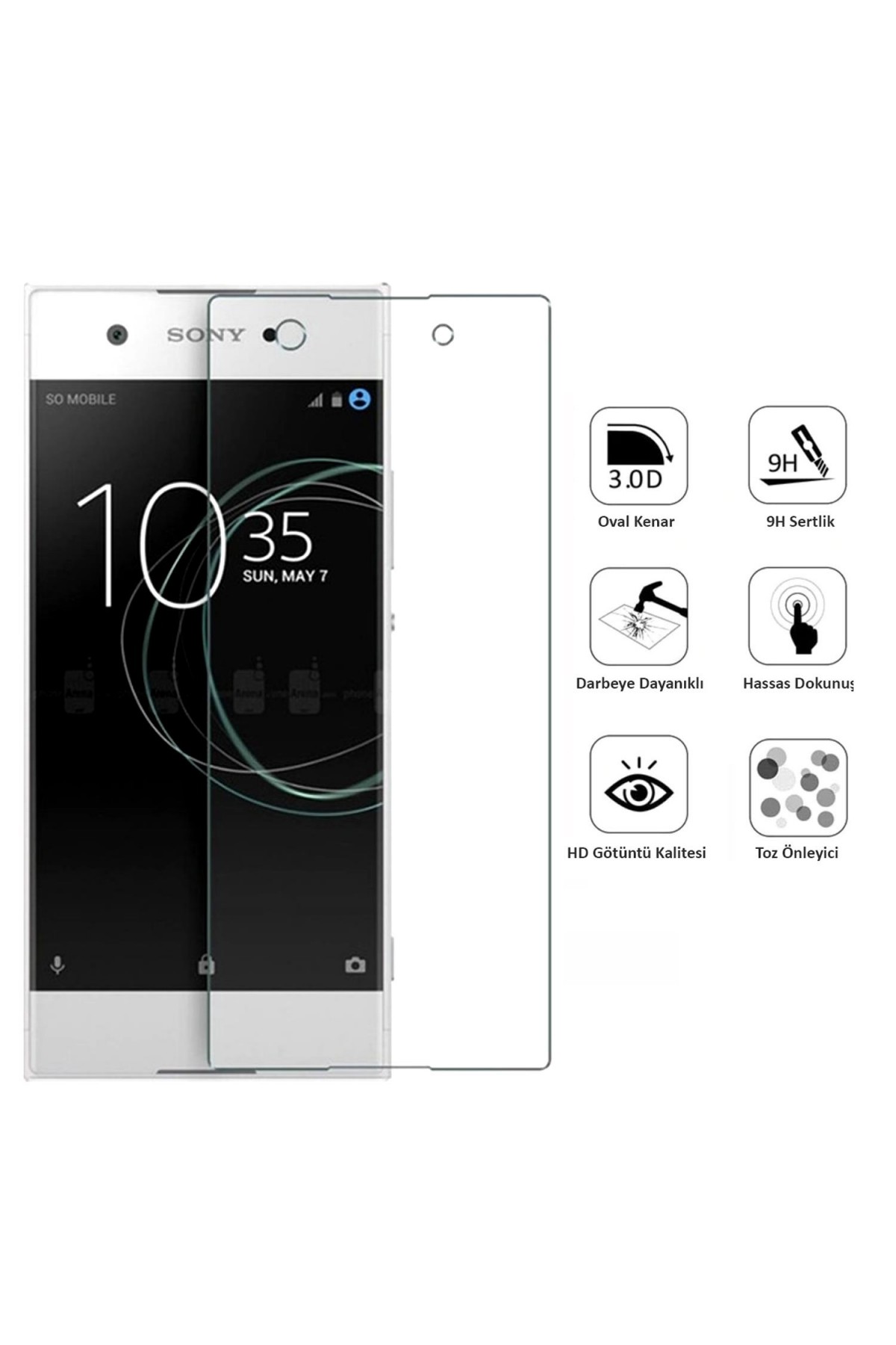 Sony Xperia XA1 Ekran Koruyucu Temperli Cam