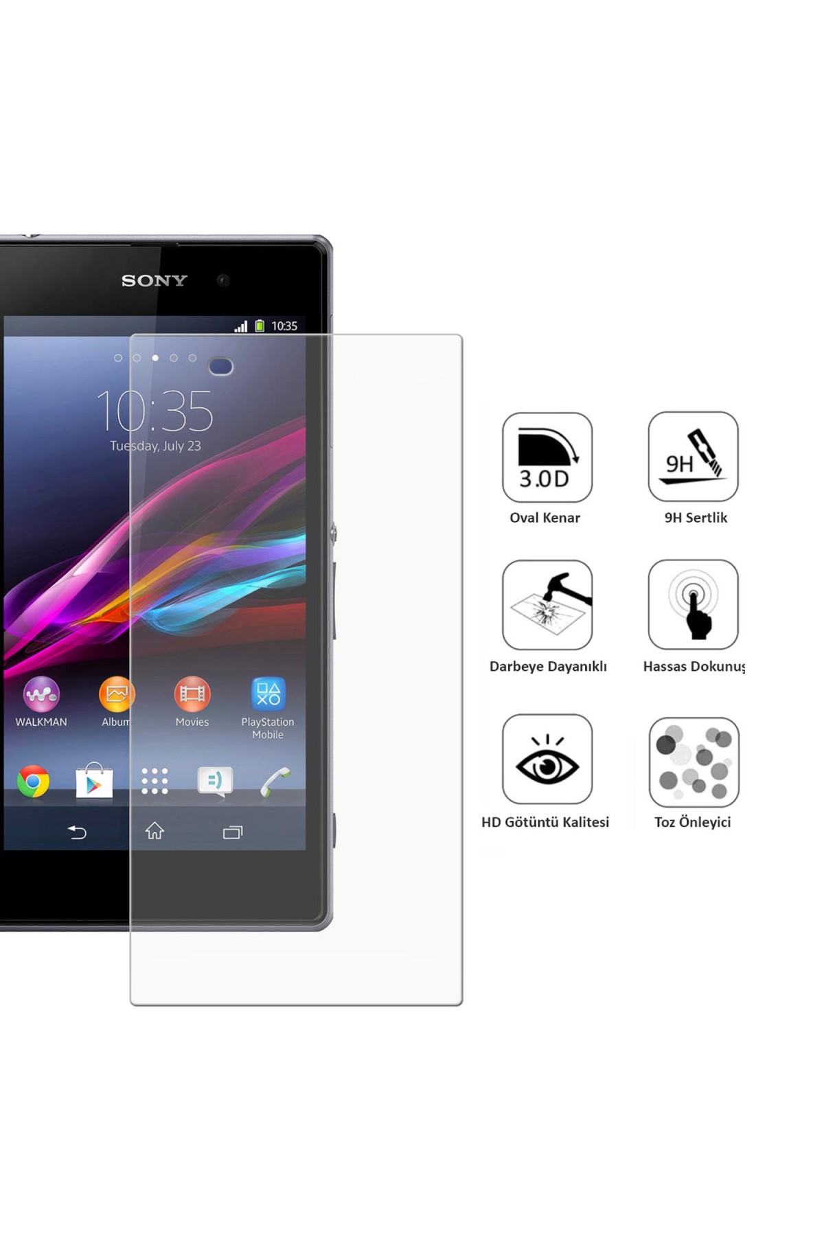 Sony Xperia Z1 Ekran Koruyucu Temperli Cam