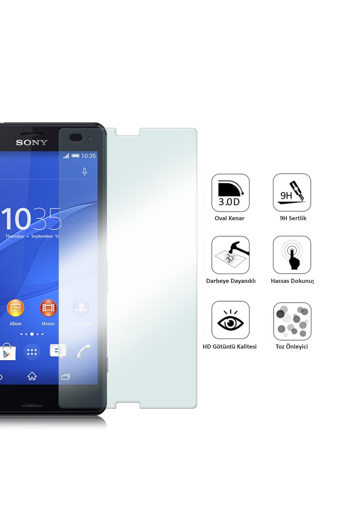 Sony Xperia Z3 Ekran Koruyucu Temperli Cam