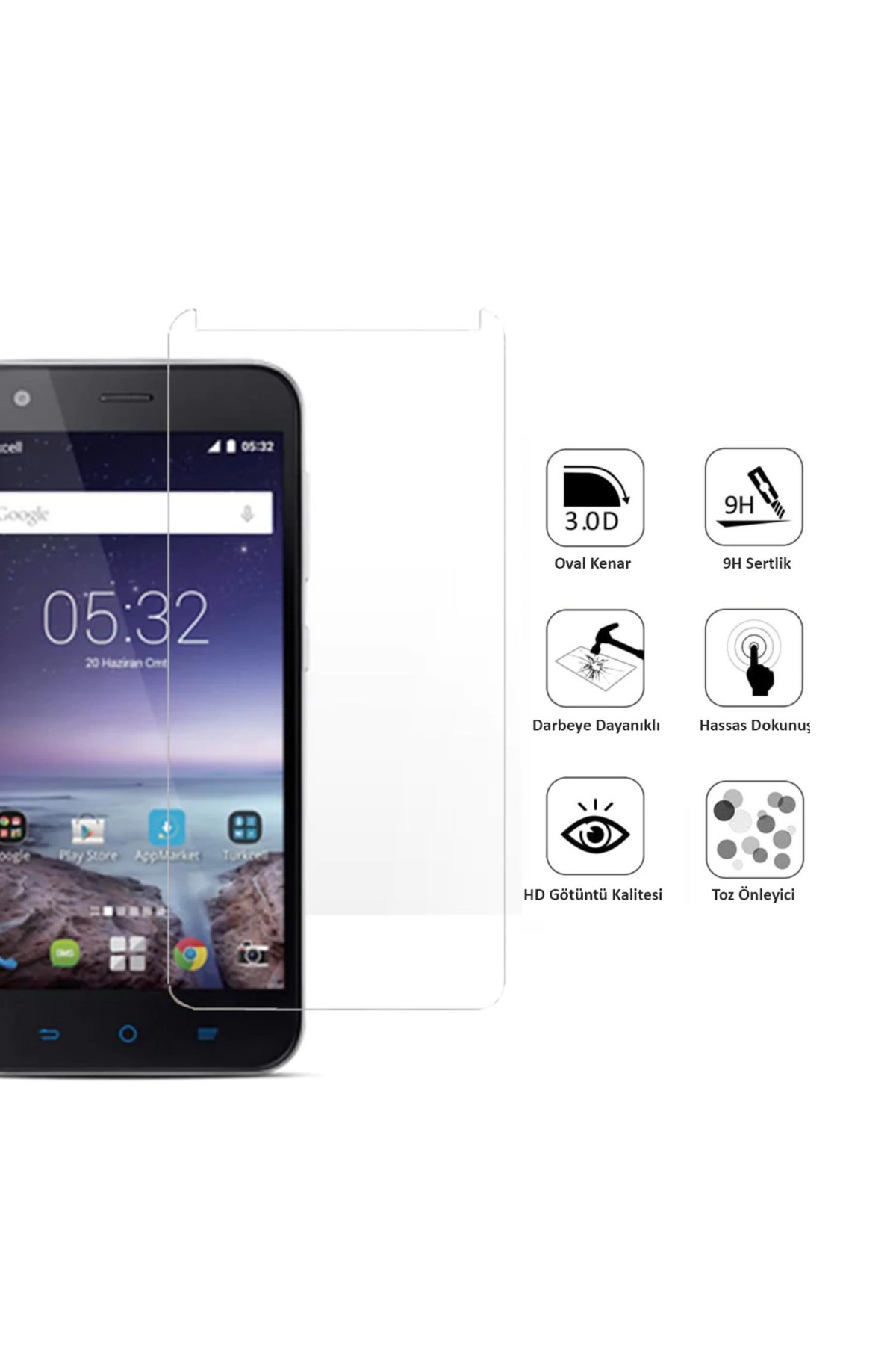 Turkcell T60 Ekran Koruyucu Temperli Cam