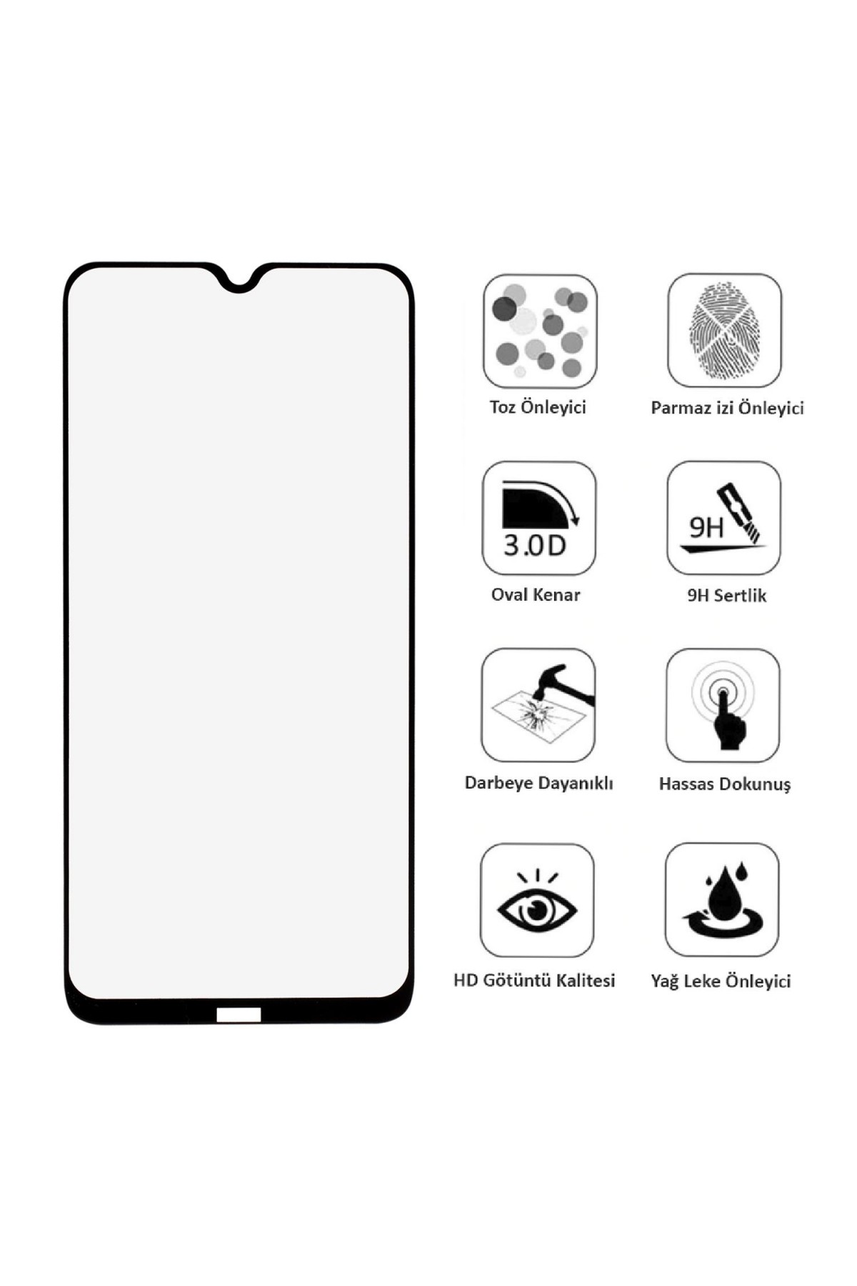 Xiaomi Redmi Note 8 Ekran Koruyucu Tam Kaplama