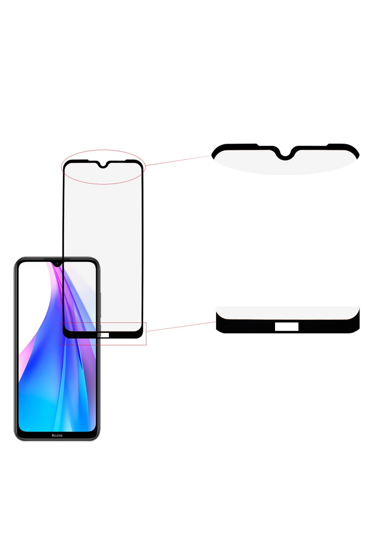 Xiaomi Redmi Note 8T Ekran Koruyucu 9D Tam Kaplama