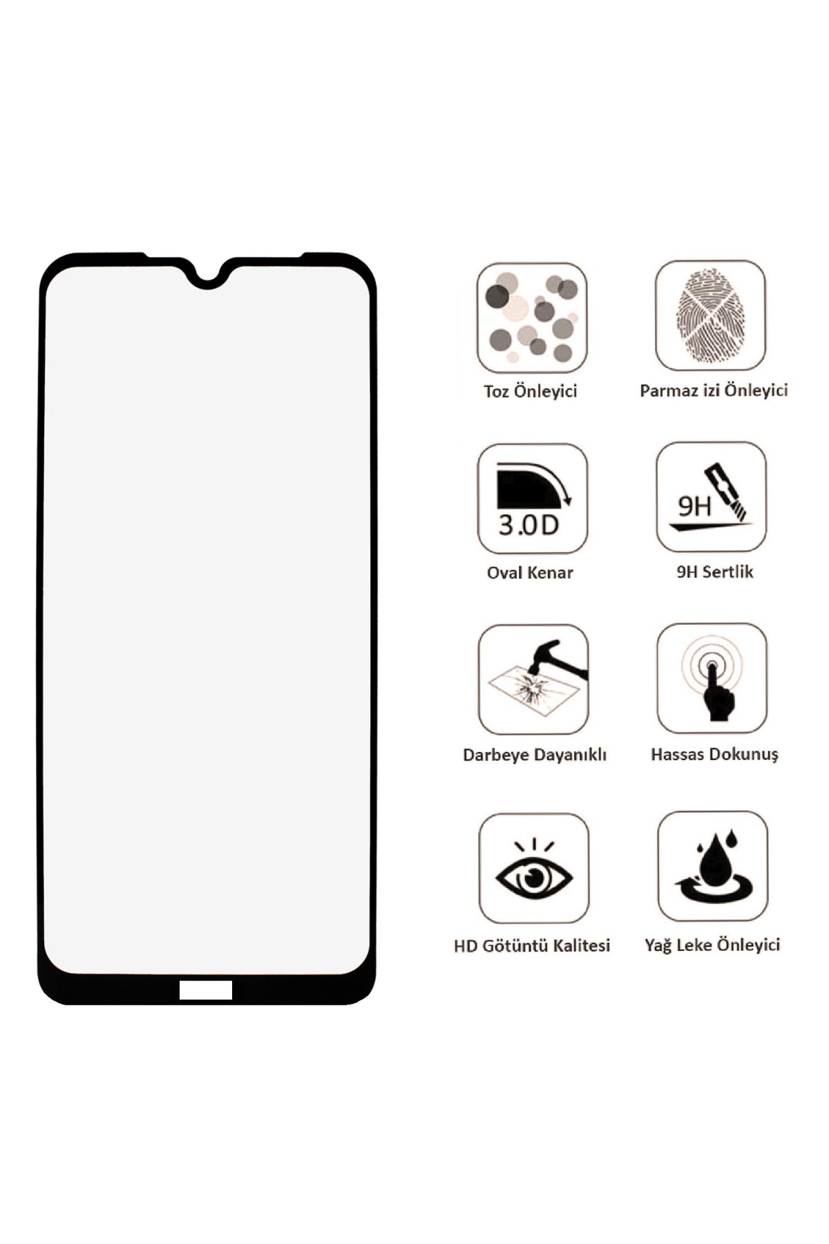 Xiaomi Redmi Note 8T Ekran Koruyucu 9D Tam Kaplama