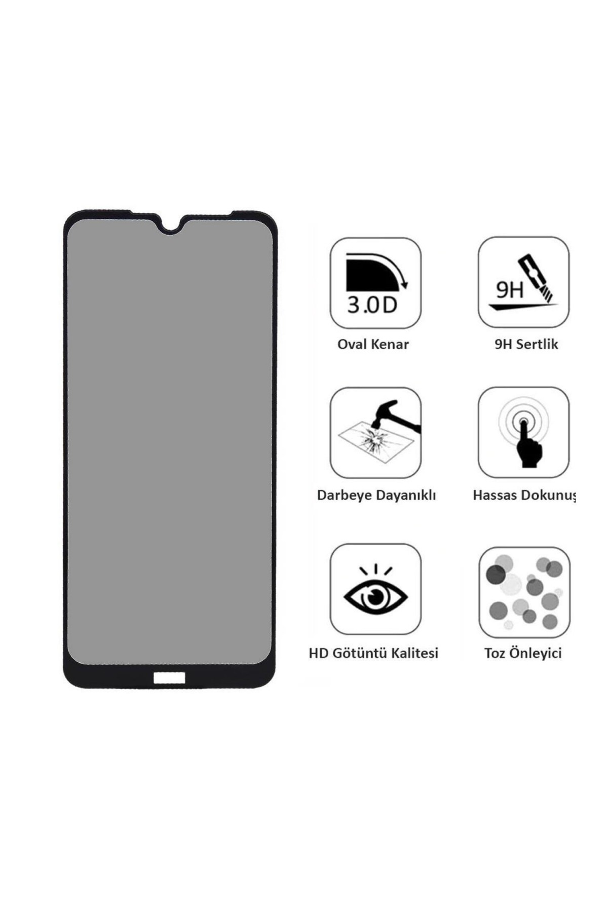 Xiaomi Redmi Note 8T Ekran Koruyucu Gizli Hayalet Cam Tam Kaplama